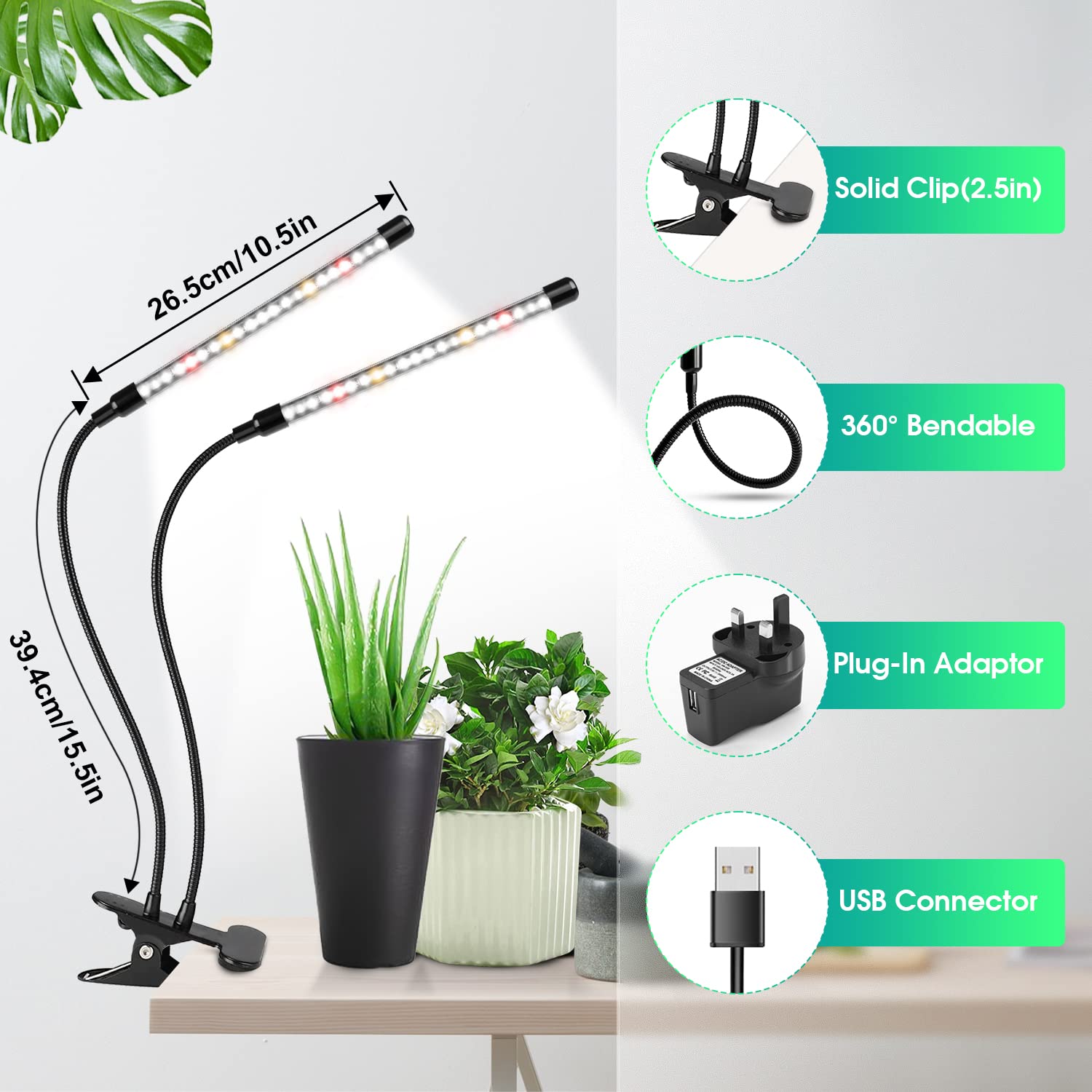 wolezek Grow Lights clamp-gooseneck for easy adjustable positioning