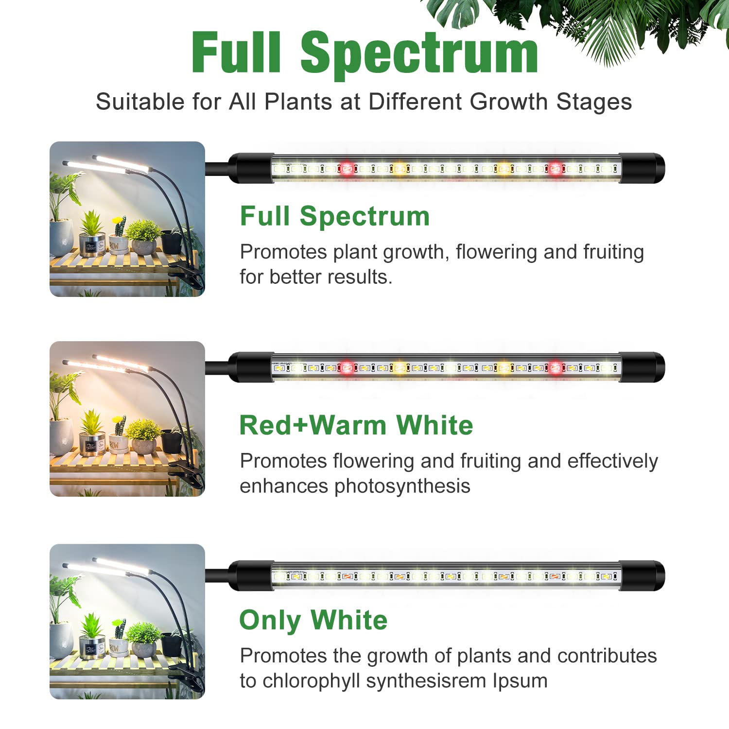 wolezek Grow Lights full-spectrum bar for healthy plant growth