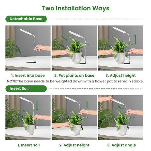 Wolezek grow light inserted into a pot for compact setups.