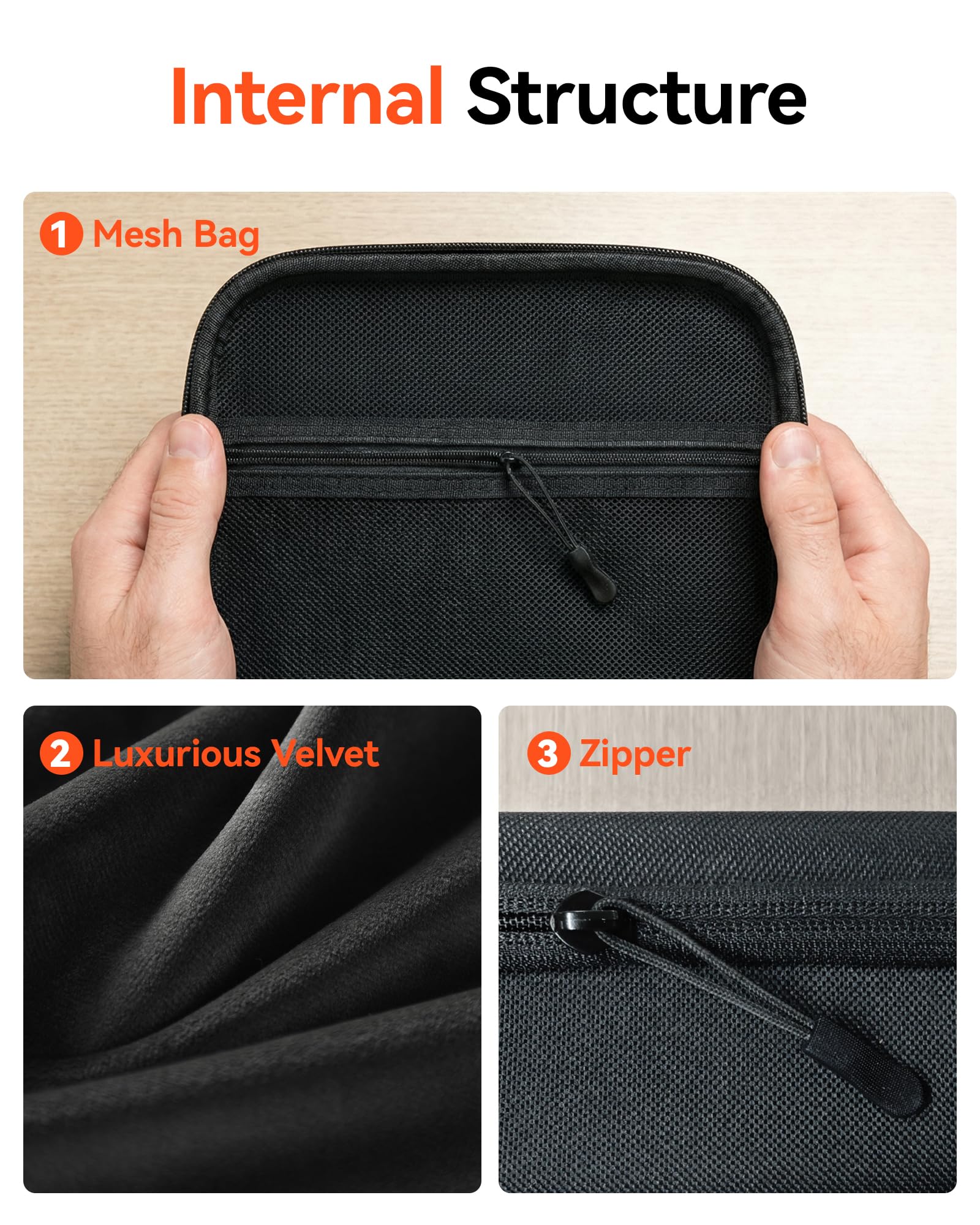 WOLFBOX case uses splash-proof fabric to shield against spills and dust during storage.