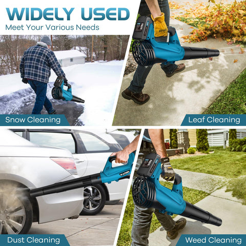 WOLFMEN versatile yard, driveway, and garage cleanup with blower