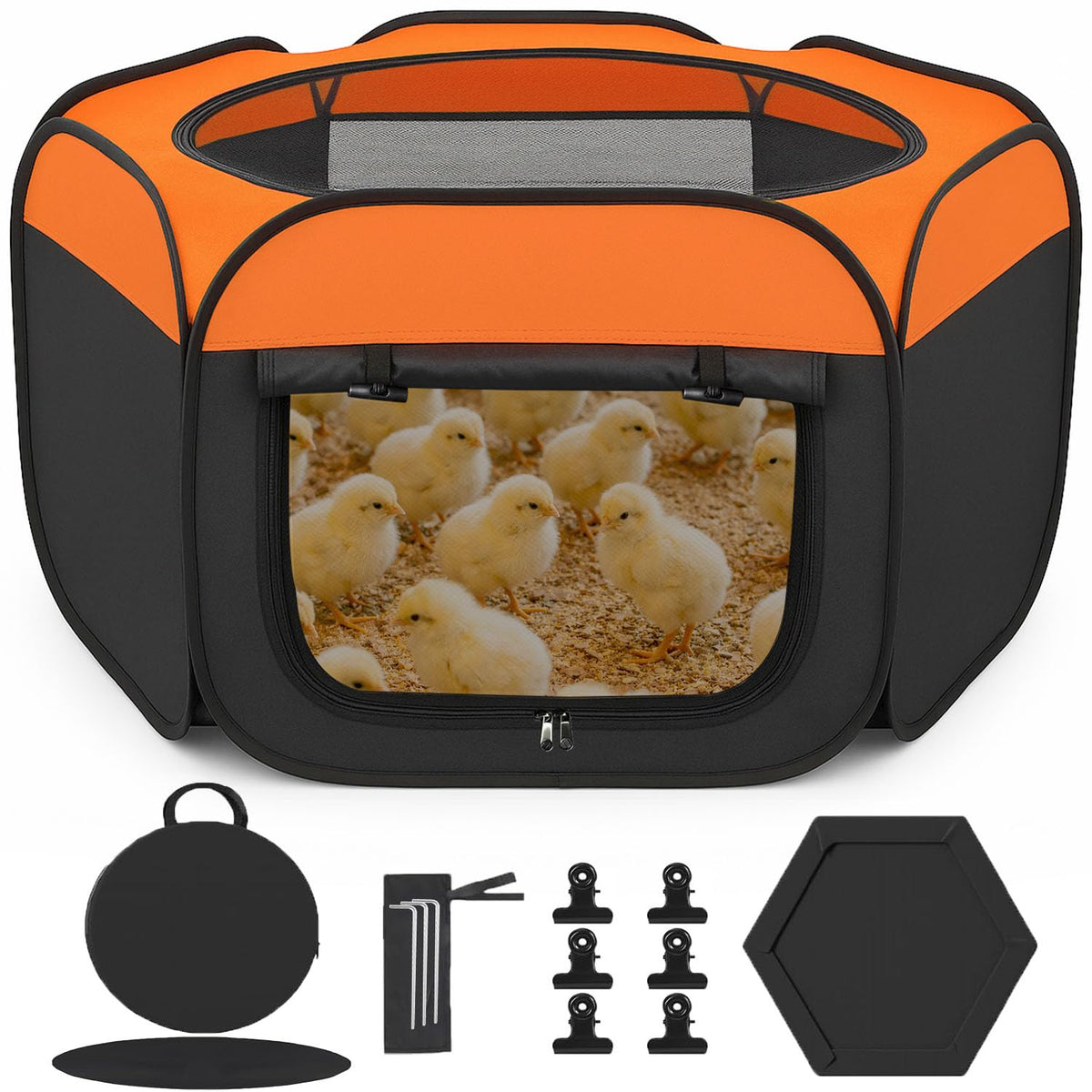 WOLOGO Brooder Box front view showing a safe enclosure for chicks