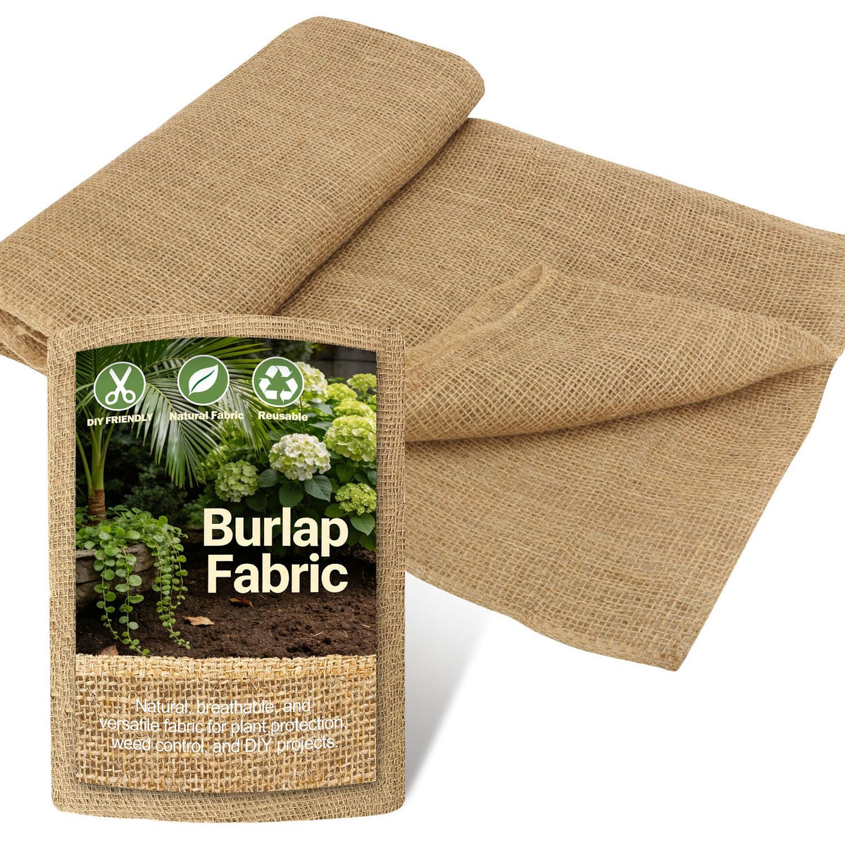 WOLOGO Burlap Roll 40x8ft: durable natural jute for outdoor gardening and protection