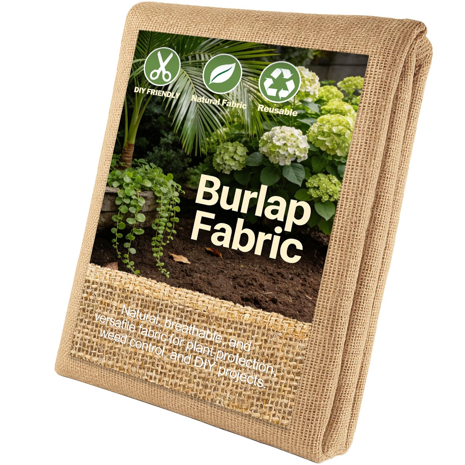 WOLOGO burlap roll for gardening shows breathable, durable fabric ideal for outdoor planting.