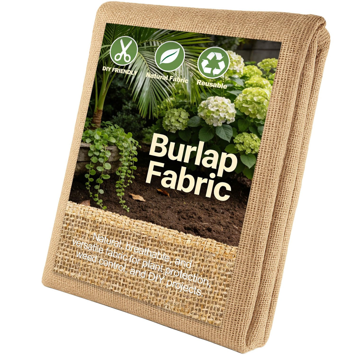 WOLOGO burlap roll for gardening shows breathable, durable fabric ideal for outdoor planting.