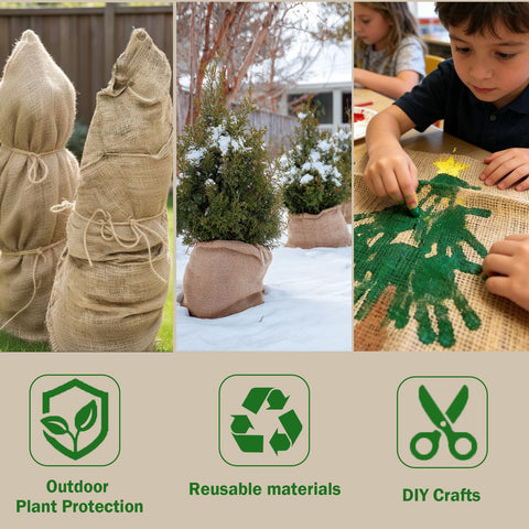 WOLOGO burlap weed barrier image highlighting air and water permeability