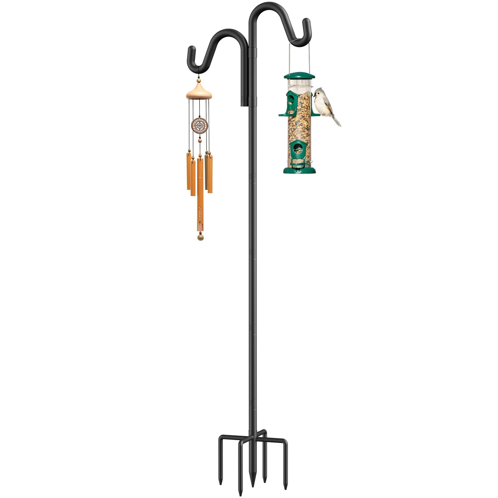 Womnwomn 92-inch double-hook pole for stable outdoor hanging of feeders or decor.