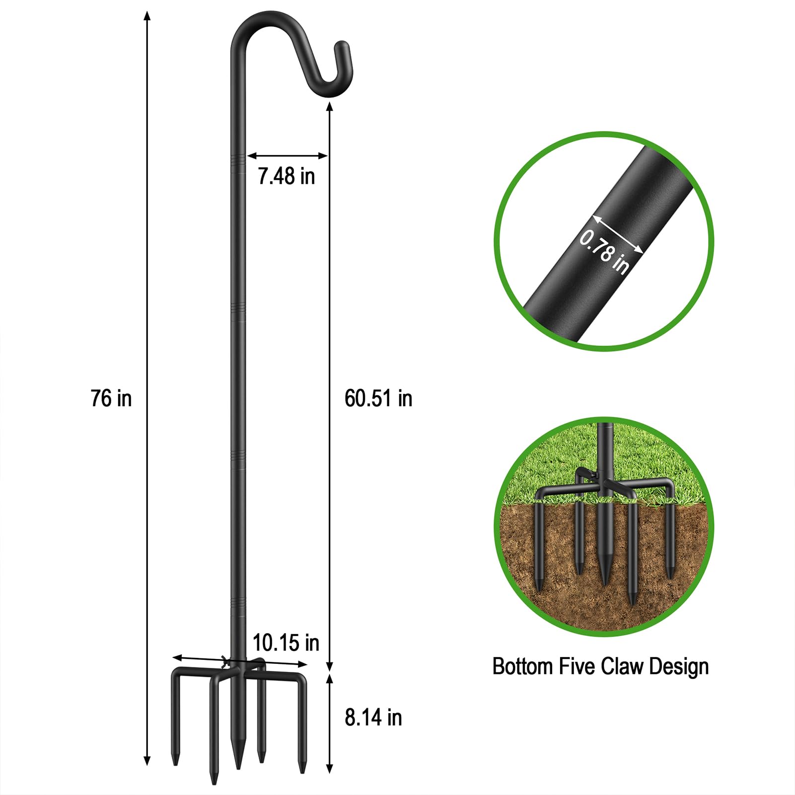 Womnwomn five-prong base anchors securely for stable outdoor setups.