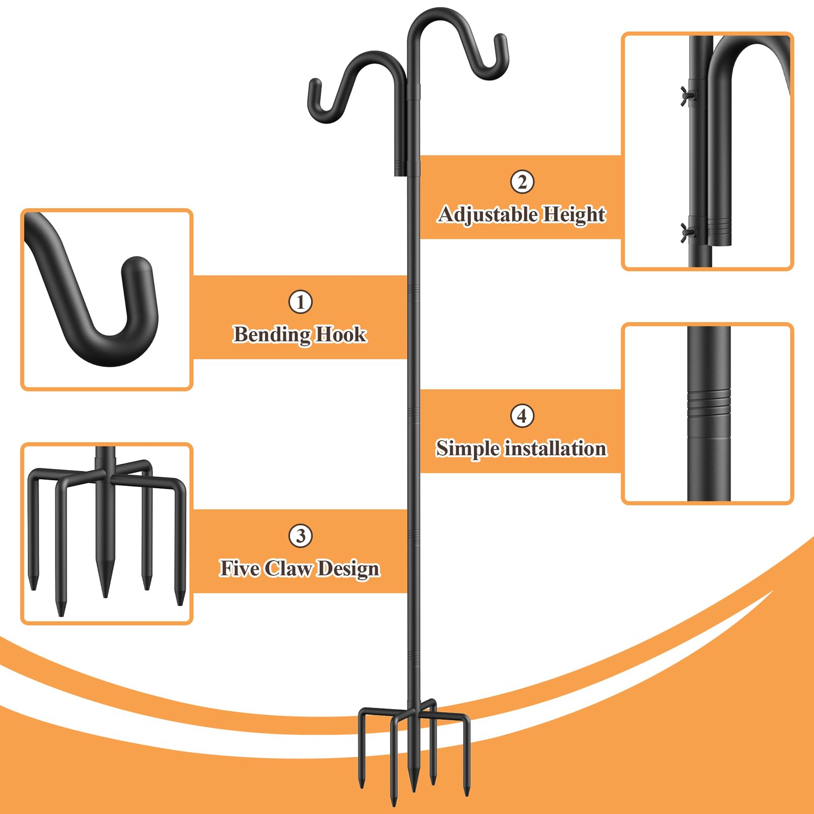 Powder-coated black finish on the Womnwomn pole prevents rust and wear.