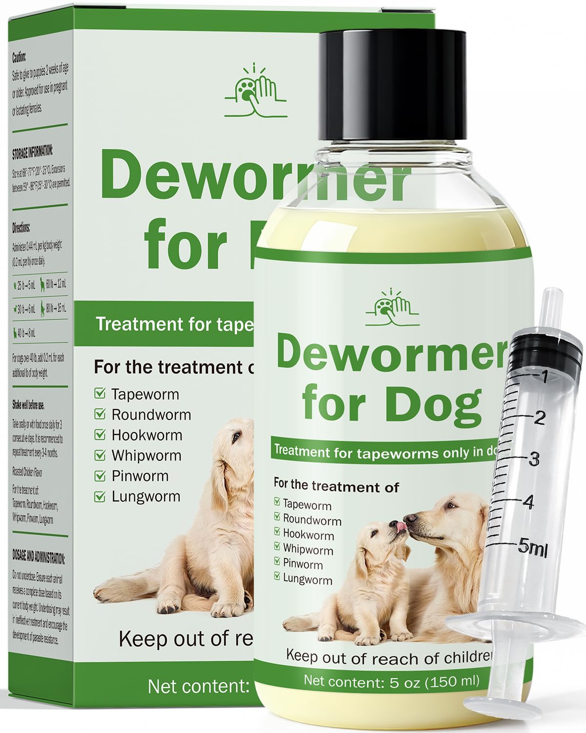 WOMRICH dewormer for dogs bottle enables precise tapeworm dosing.