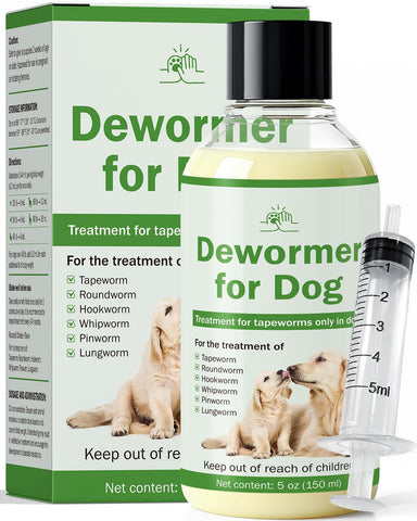 WOMRICH dewormer for dogs bottle enables precise tapeworm dosing.