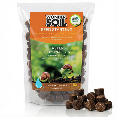 Wonder Soil 250 seed starter pellets in pack ready for gardening