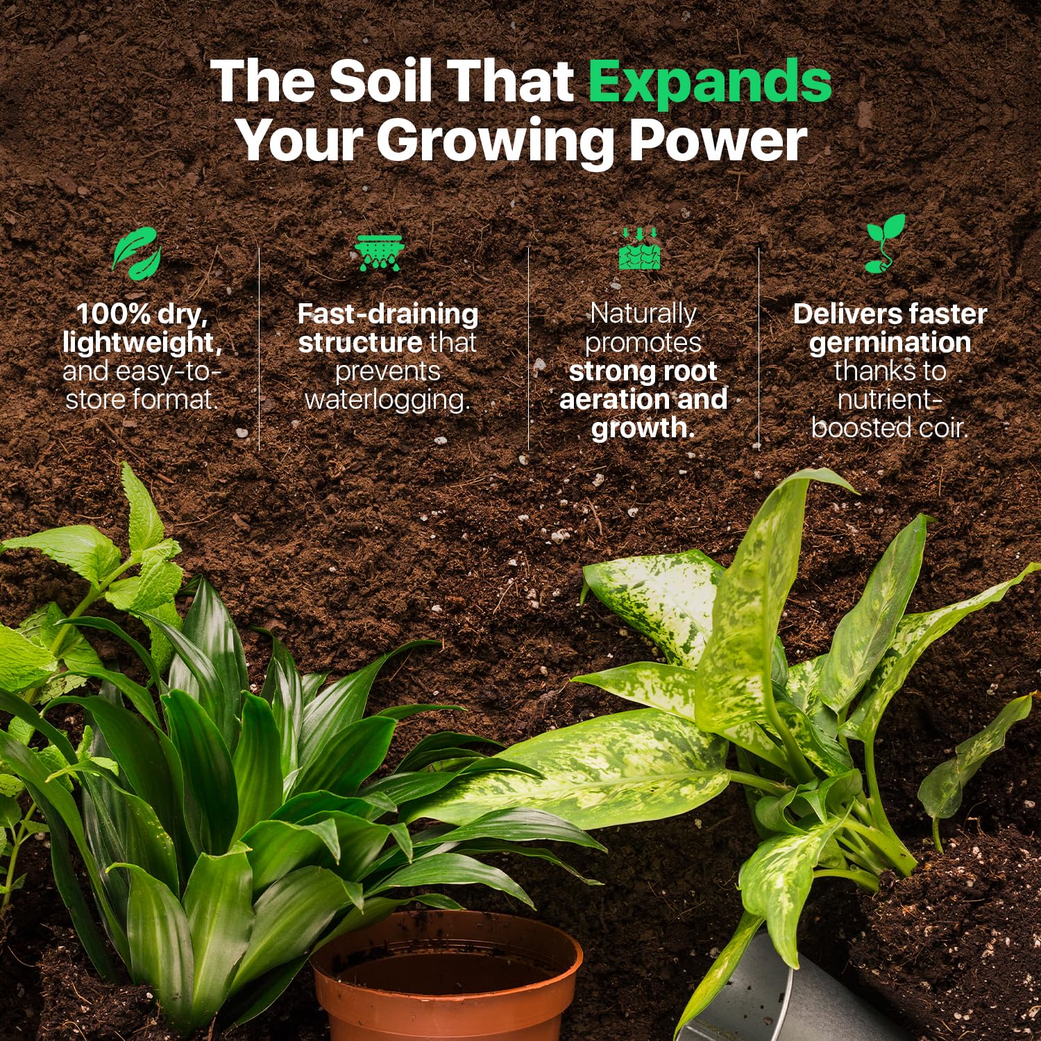 Wonder Soil being mixed with water to activate expansion.