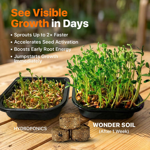 Wonder Soil pellets closeup reveals worm castings and kelp nutrients.
