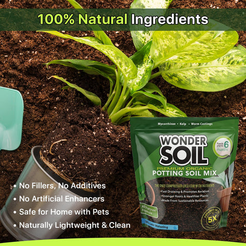 Wonder Soil pre-mixed organic potting soil saves time.