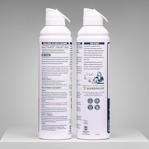 Wondercide spray around baseboards and cabinets for quick pest control