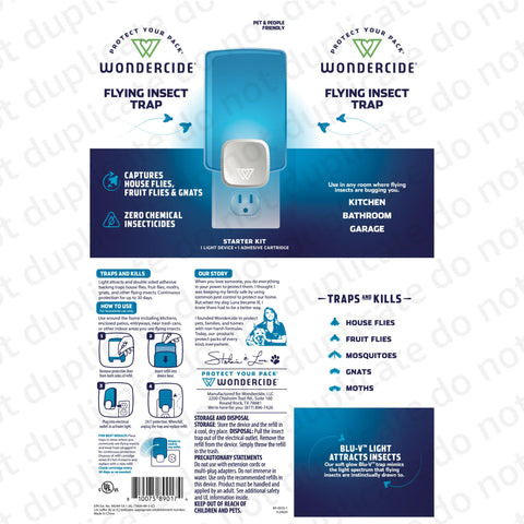 Wondercide Flying Insect Trap placed beside houseplants for pest protection