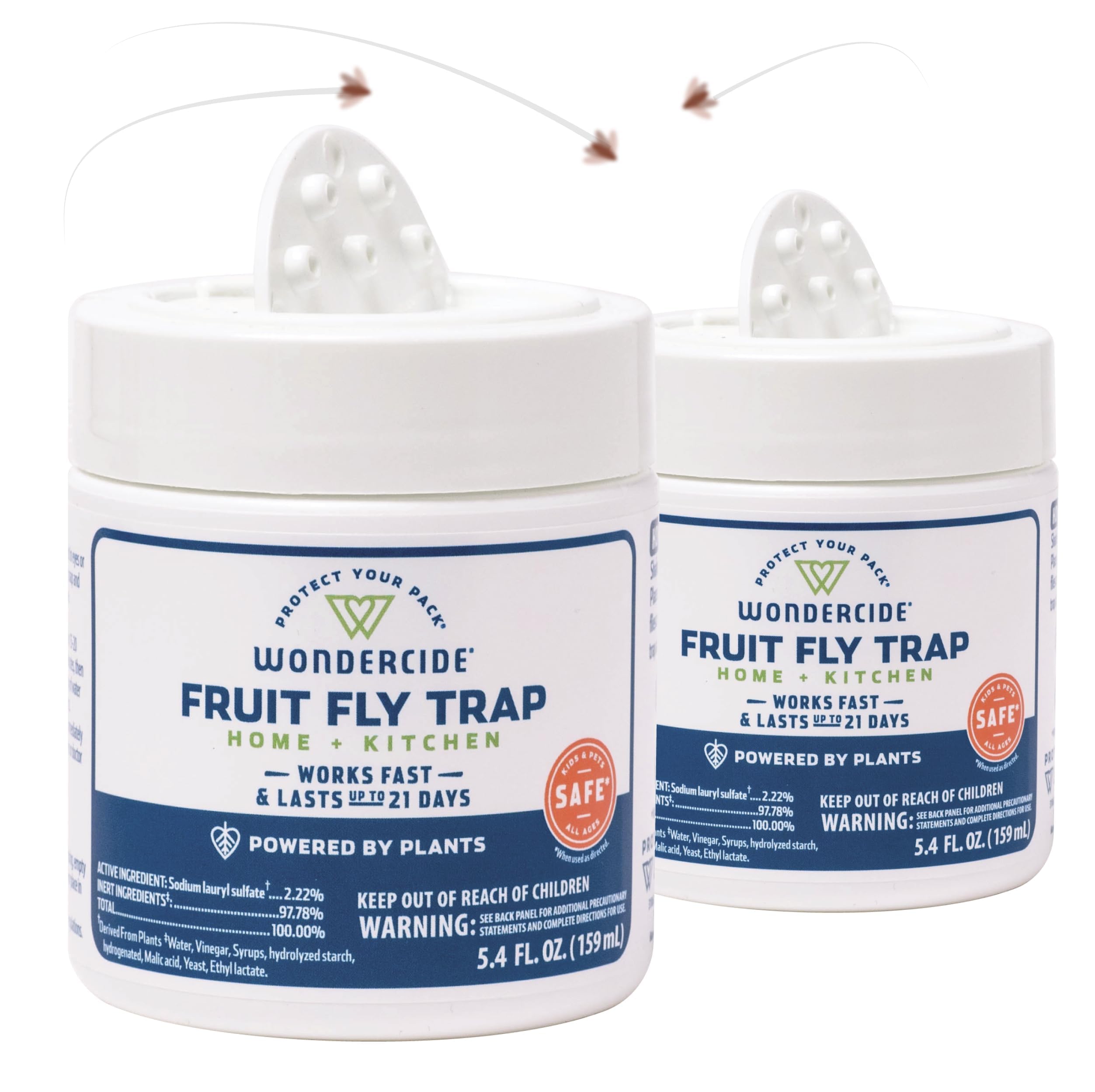 Wondercide fruit fly trap indoors bottle cap starts working quickly to reduce in-home fruit flies