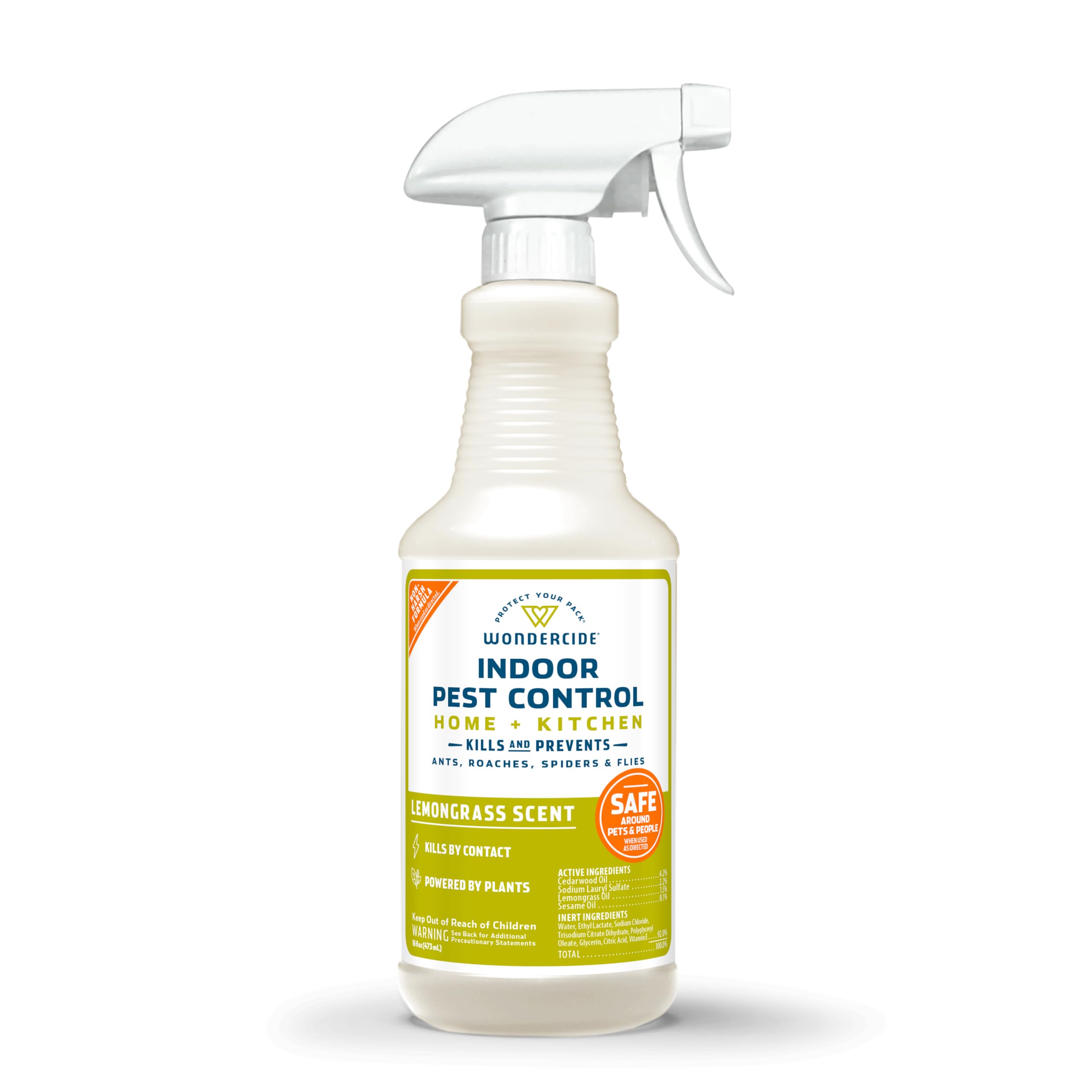 Wondercide indoor pest control spray bottle for home use, kills and repels pests safely.