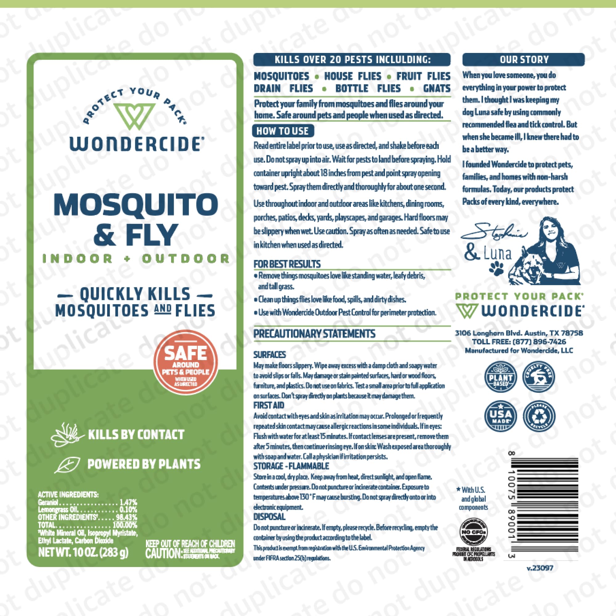 Two 10 oz cans of Wondercide spray for home and outdoor use.