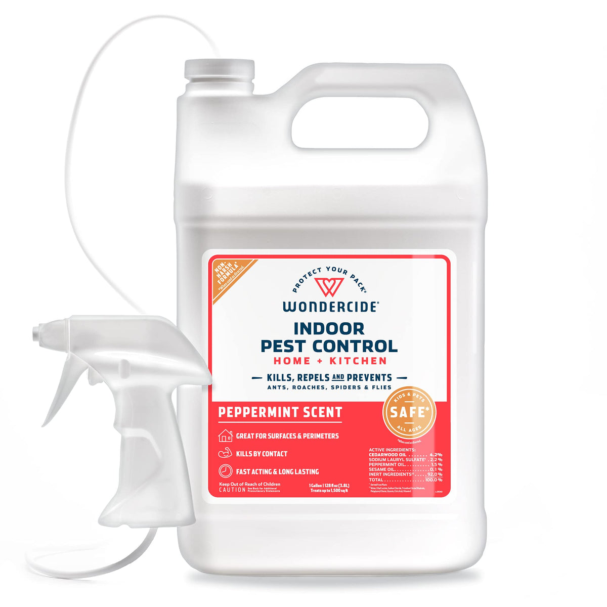 Wondercide peppermint indoor pest spray bottle front for quick pest control