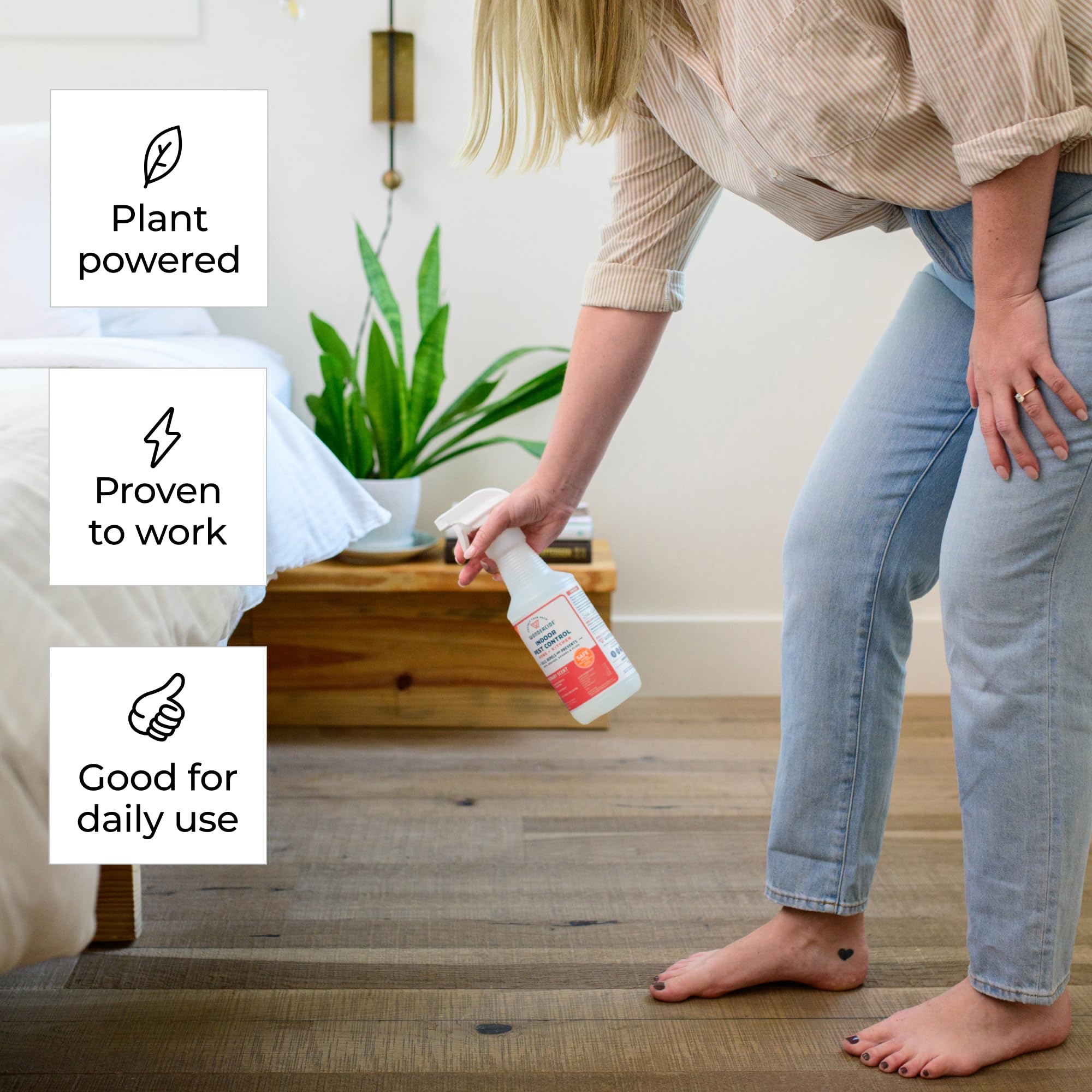 Wondercide pet-safe-usage shows gentle, regular spraying around dogs and cats.