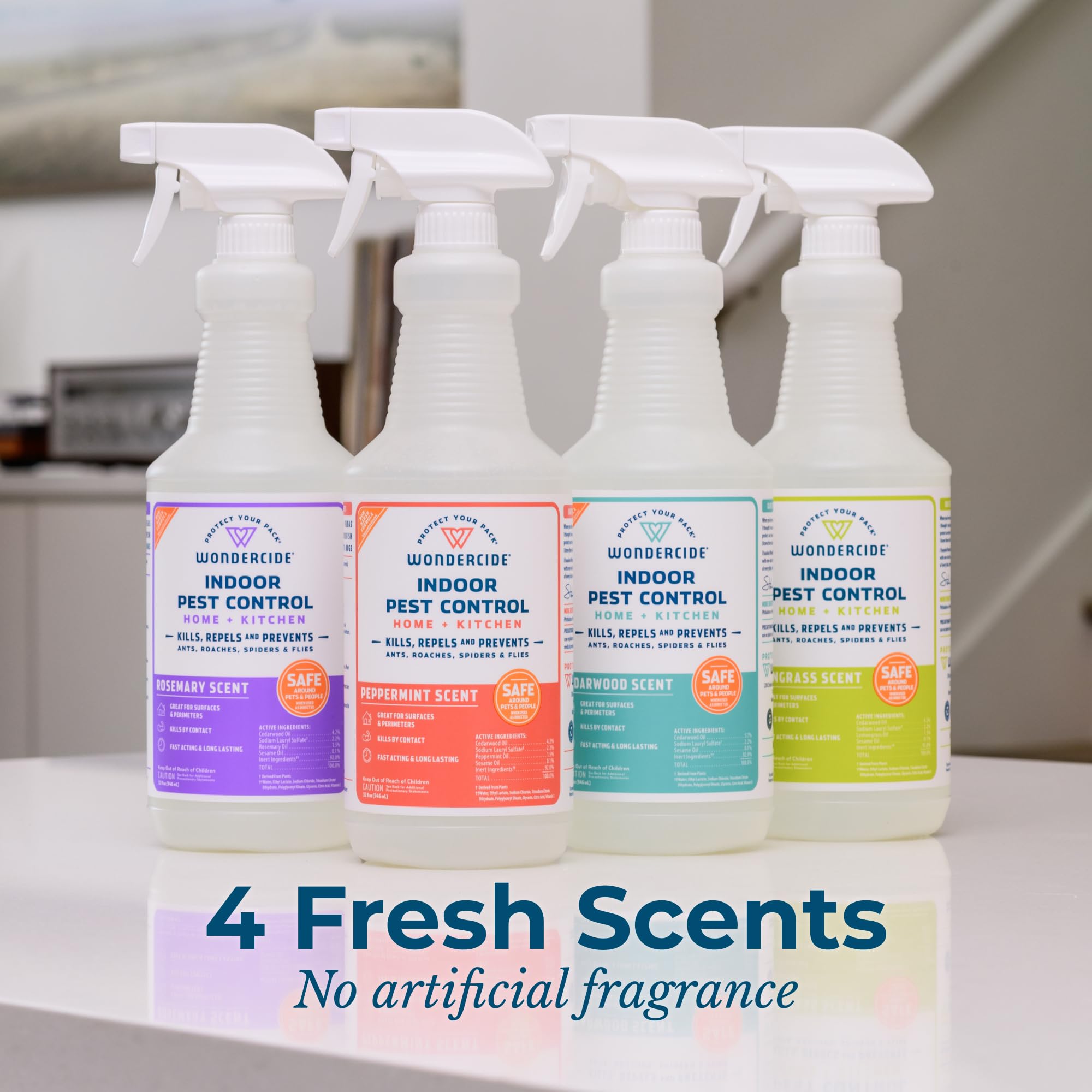 Plant-powered essential oils blend with cedarwood aroma for a natural scent.
