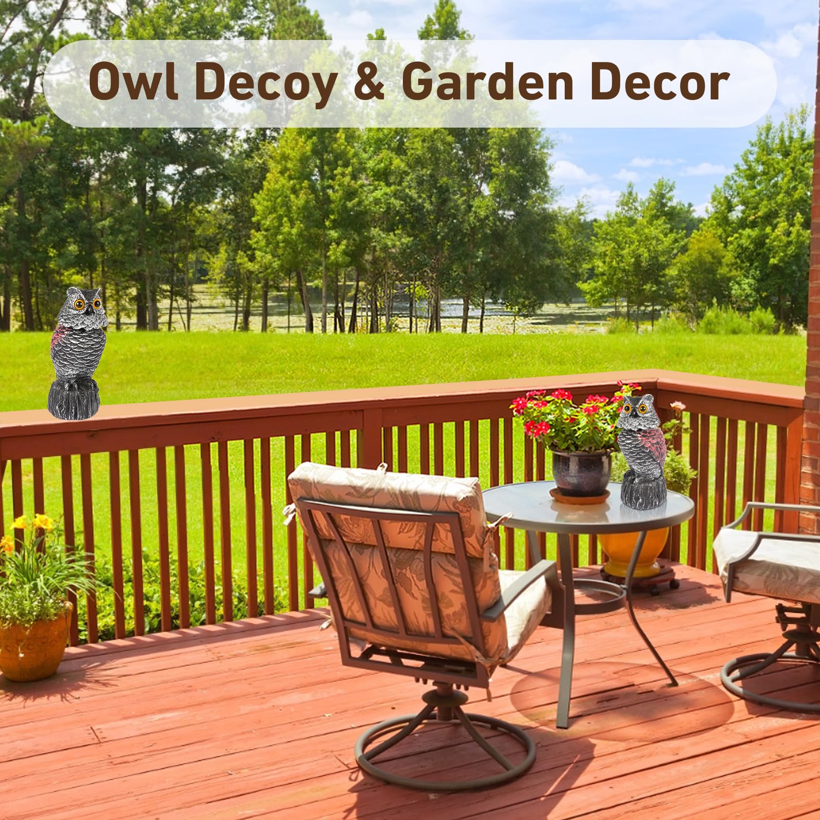 WonderField bobblehead owl decoy adds life to outdoor spaces.