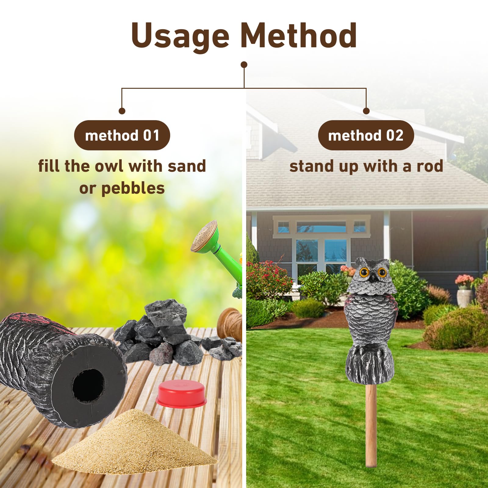 WonderField garden owl decor easy to secure on trellises and fences.