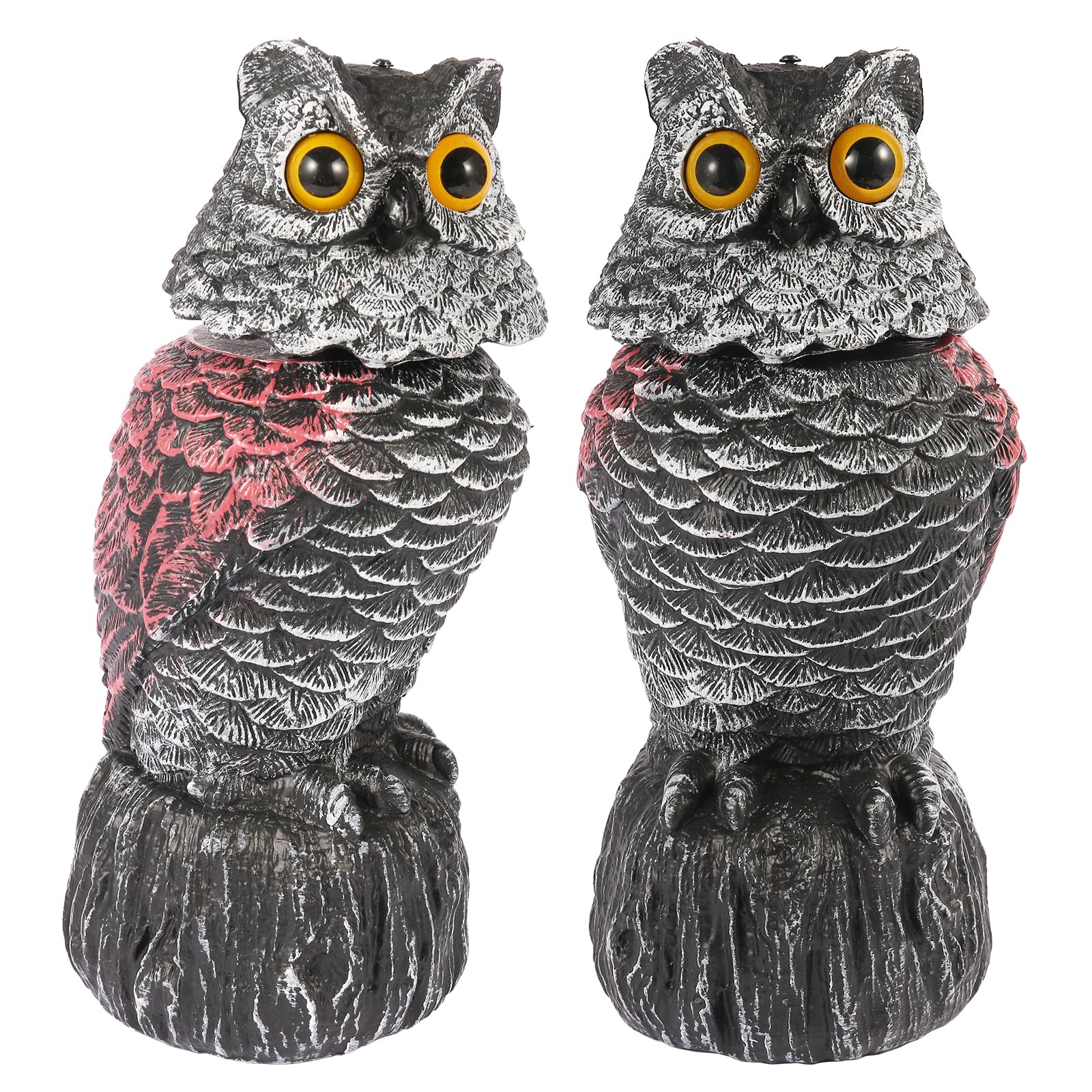 WonderField owl decoy bobblehead deters birds in the garden.