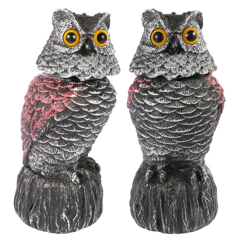 WonderField owl decoy bobblehead deters birds in the garden.