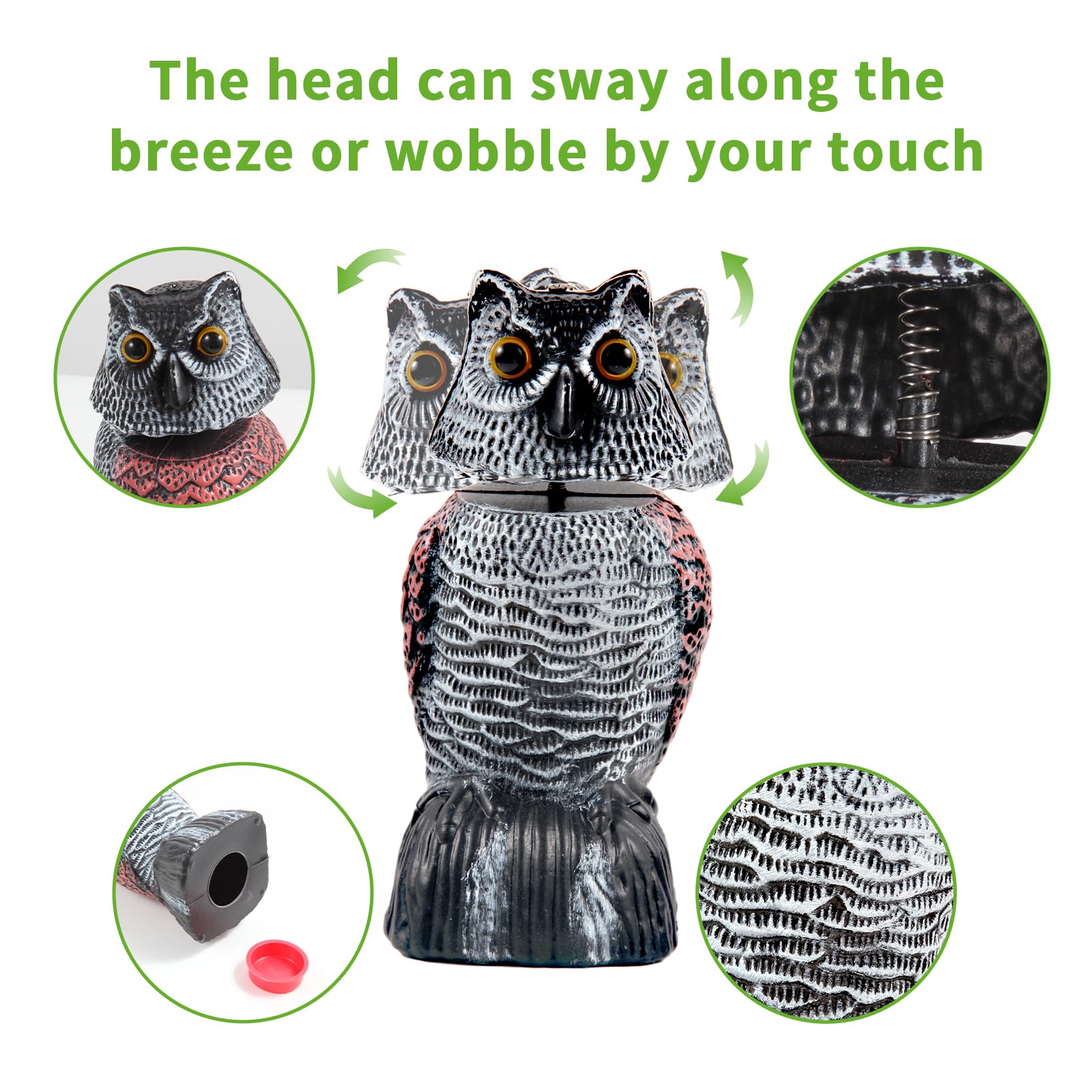 WonderField owl deterrent for birds outdoors provides humane deterrence.