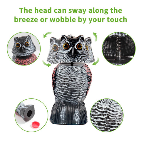 WonderField owl deterrent for birds outdoors provides humane deterrence.