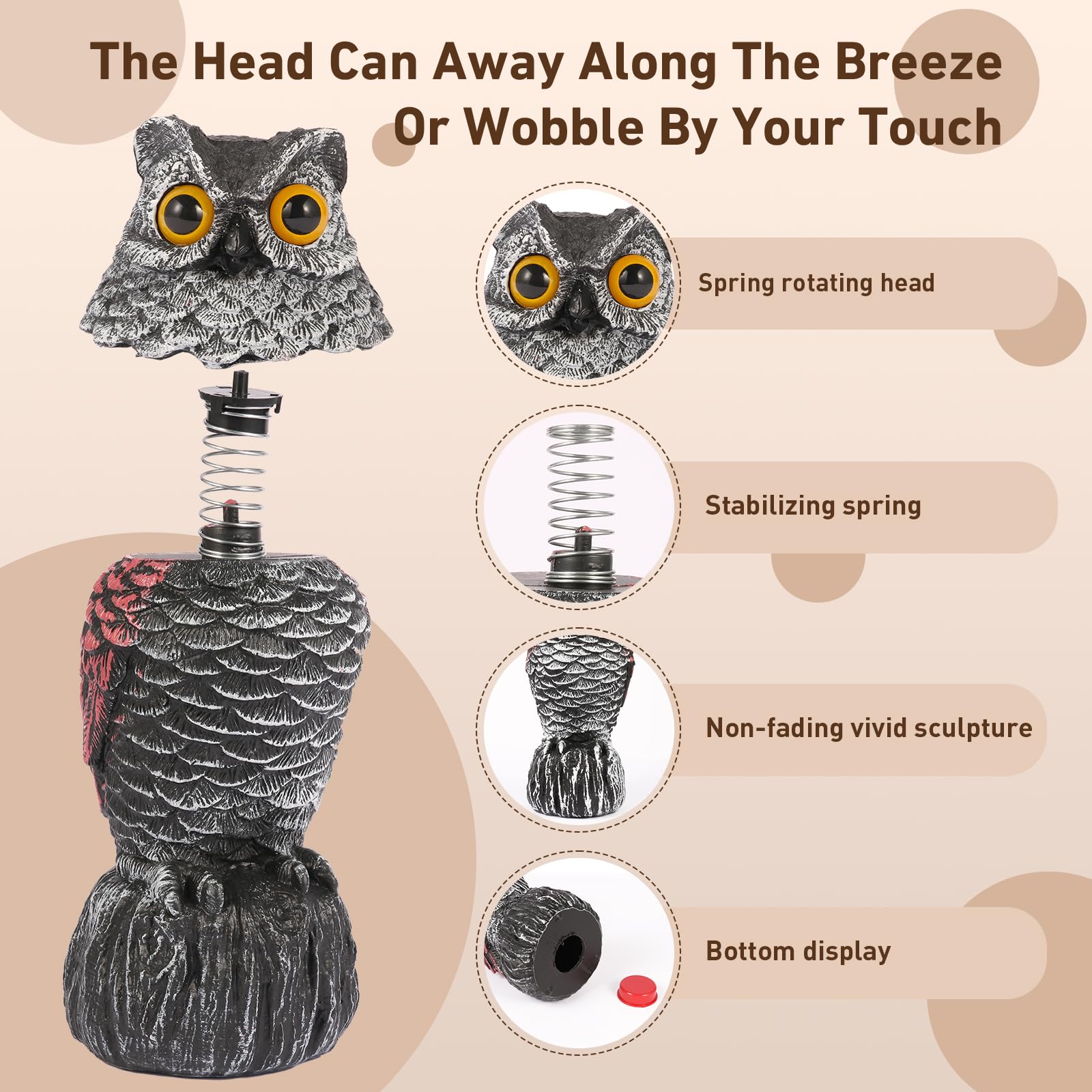 WonderField realistic owl decoy for backyard wildlife management.