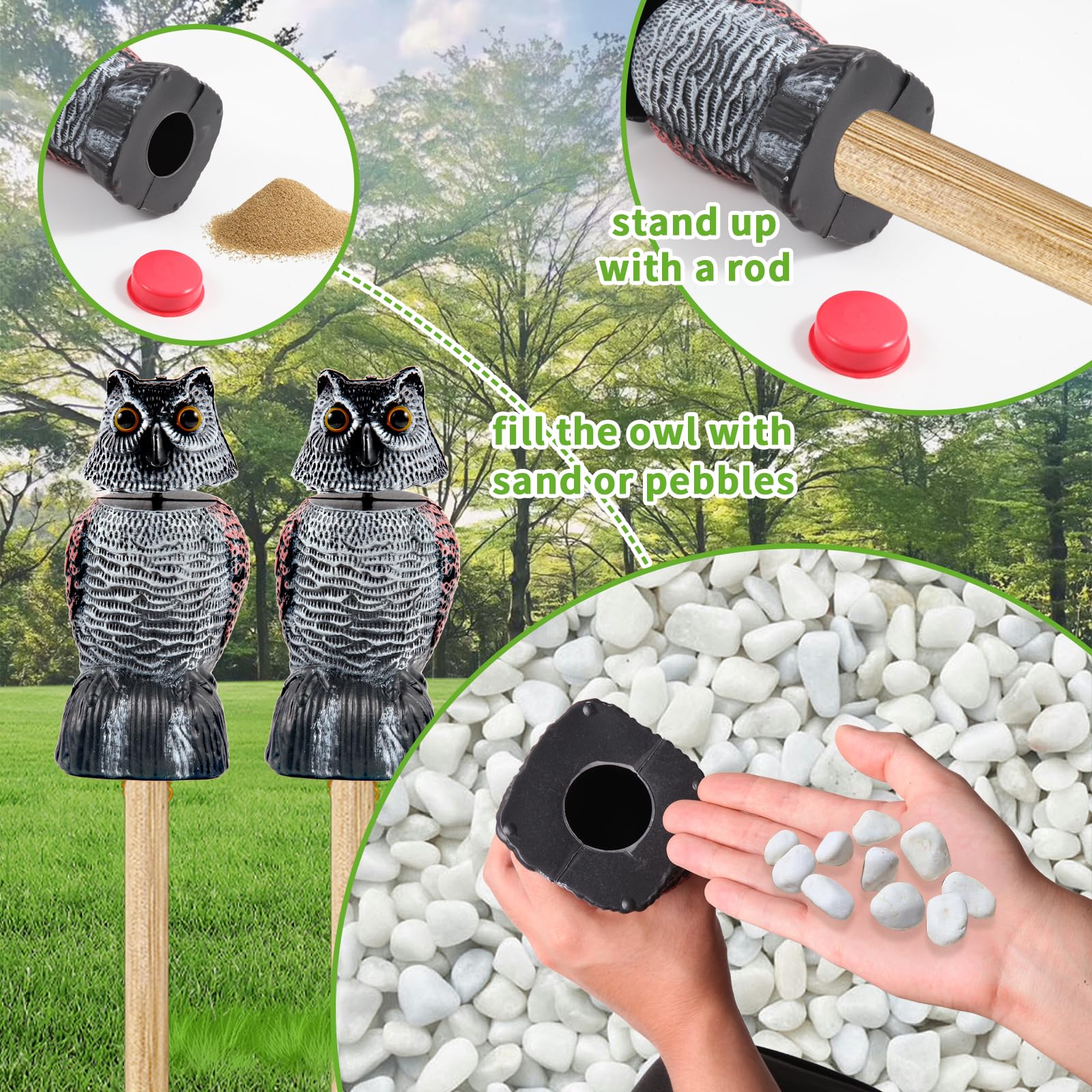 WonderField sand-weighted owl decoy stays stable on windy surfaces.