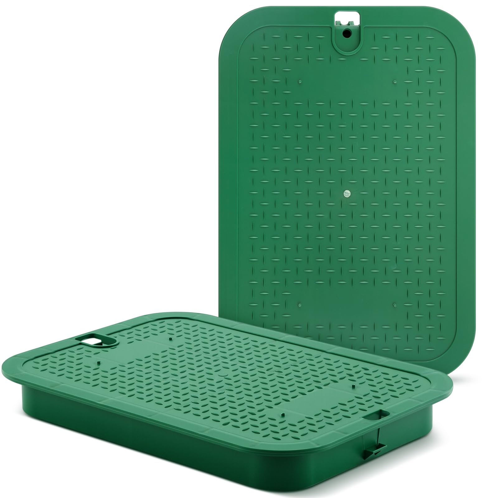 Wonderjune 2-pack 12x17 inch valve covers protect sprinkler heads outdoors.