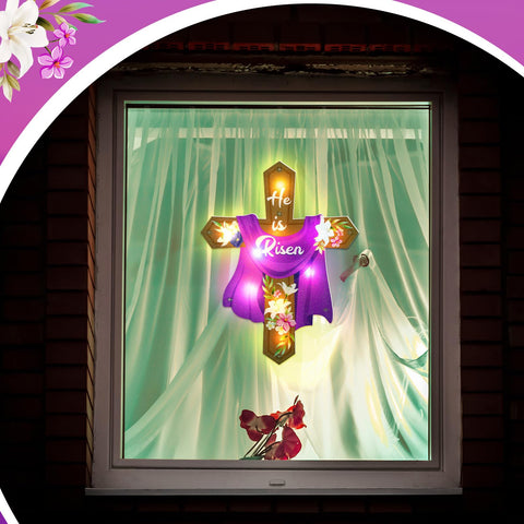 Wonderjune 14-inch cross decor ideal for window display.
