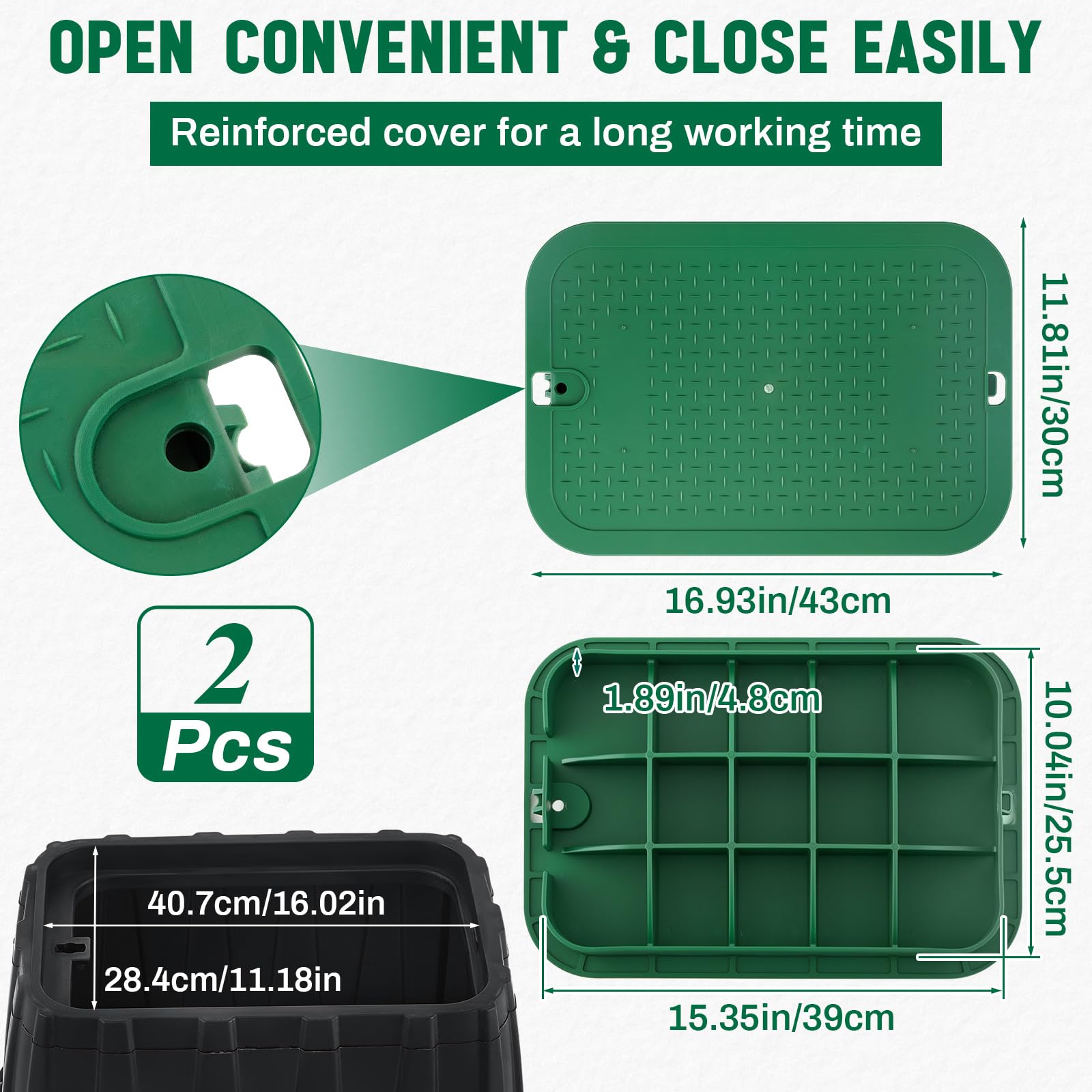 Wonderjune green valve cover blends with lawn, reducing visibility.