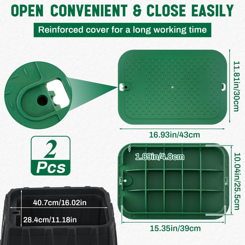 Wonderjune green valve cover blends with lawn, reducing visibility.