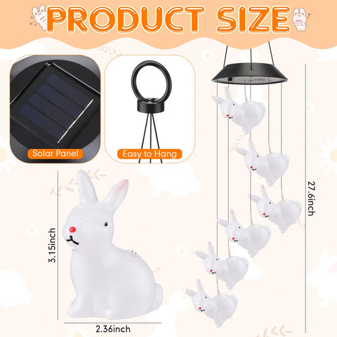 Wonderjune outdoor bunny LED wind chime garden scene adds festive spring ambiance