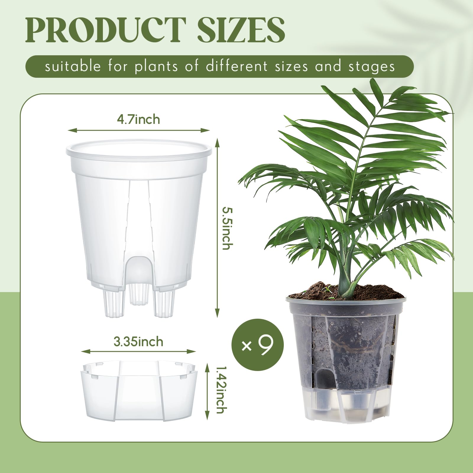 Wonderjune pot clear body allows root monitoring at a glance.