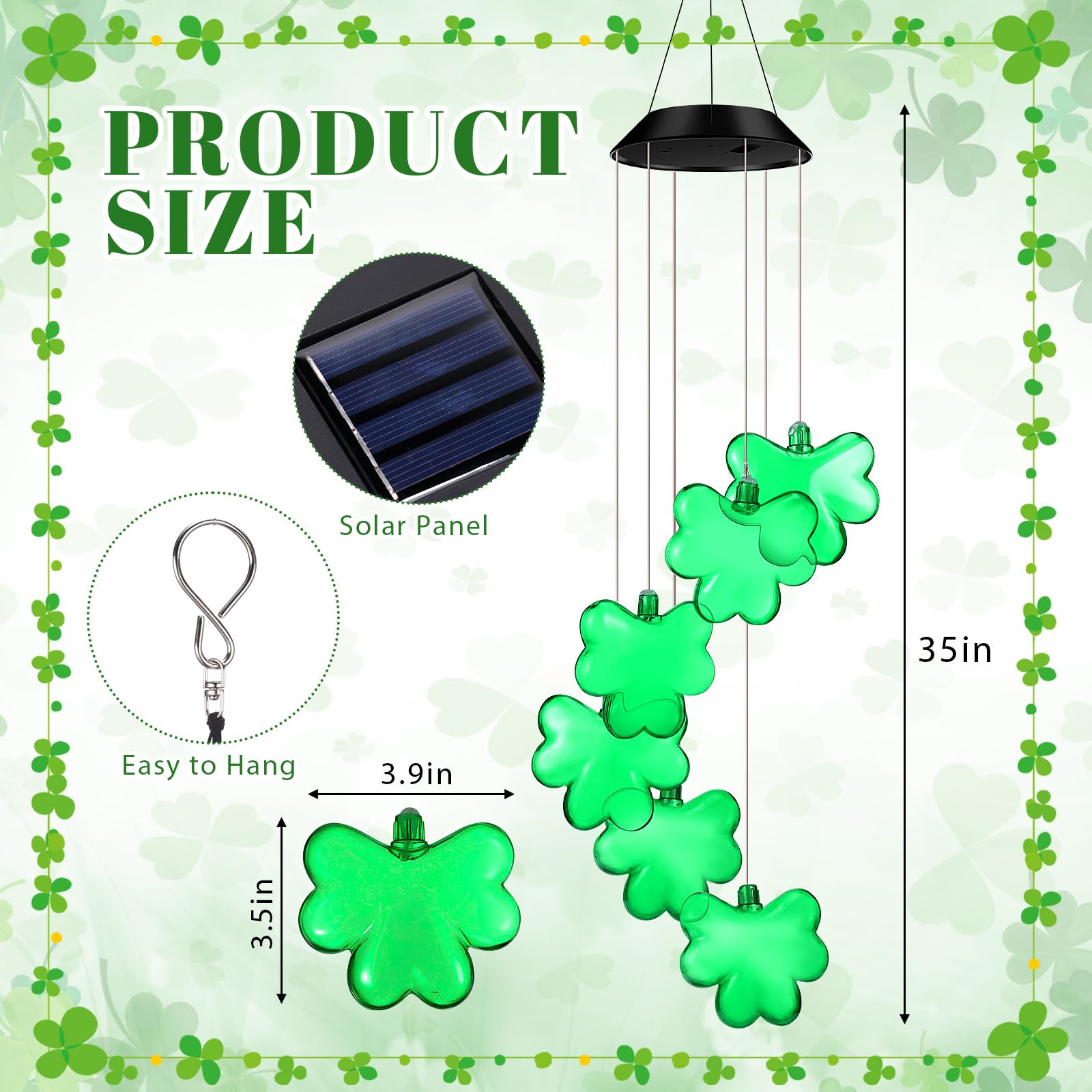 Wonderjune St Patrick's Day wind chime lights up outdoor spaces festively.