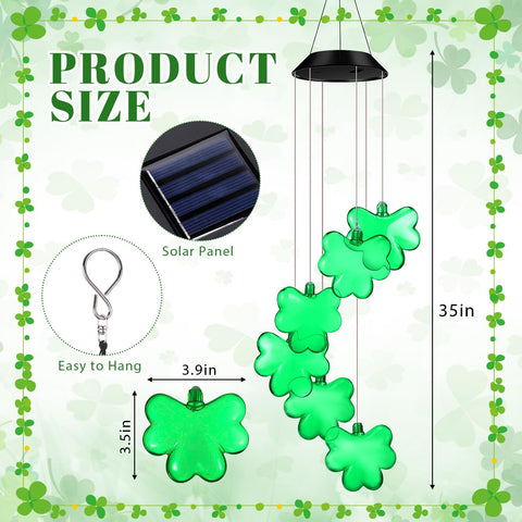 Wonderjune St Patrick's Day wind chime lights up outdoor spaces festively.
