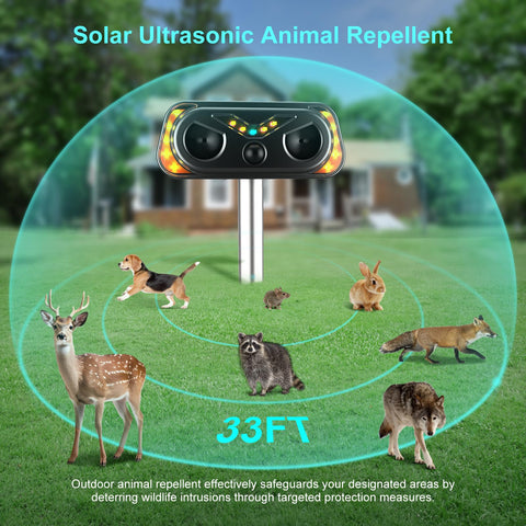 WonderMar repellent with motion sensor detects intruders at garden edge