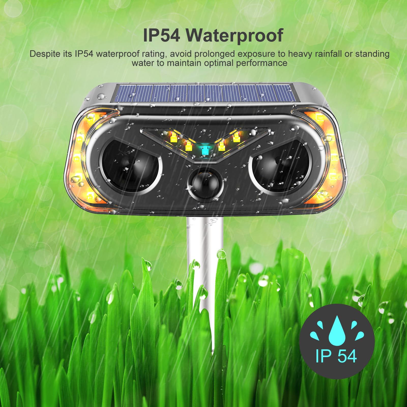 WonderMar solar panel powers the ultrasonic repellent outdoors