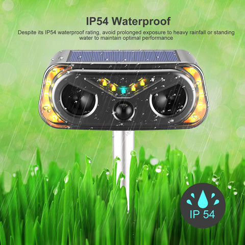 WonderMar solar panel powers the ultrasonic repellent outdoors