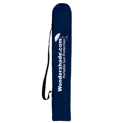 Wondershade tripod base adjustable for stable support on windy lawns.