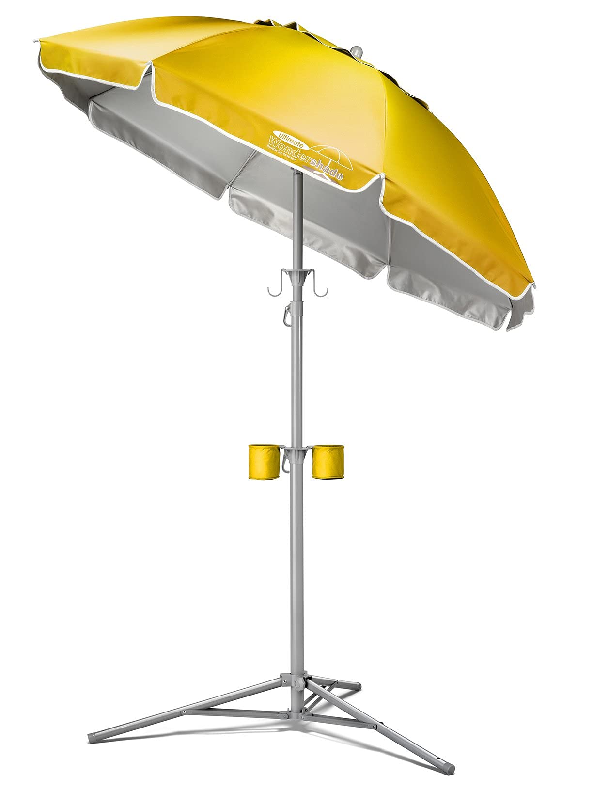 Wondershade umbrella top with tilt for adjustable shade on sunny days.