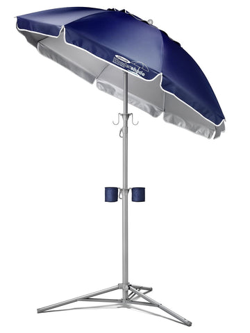 Wondershade umbrella top tilt for flexible shade at the beach.