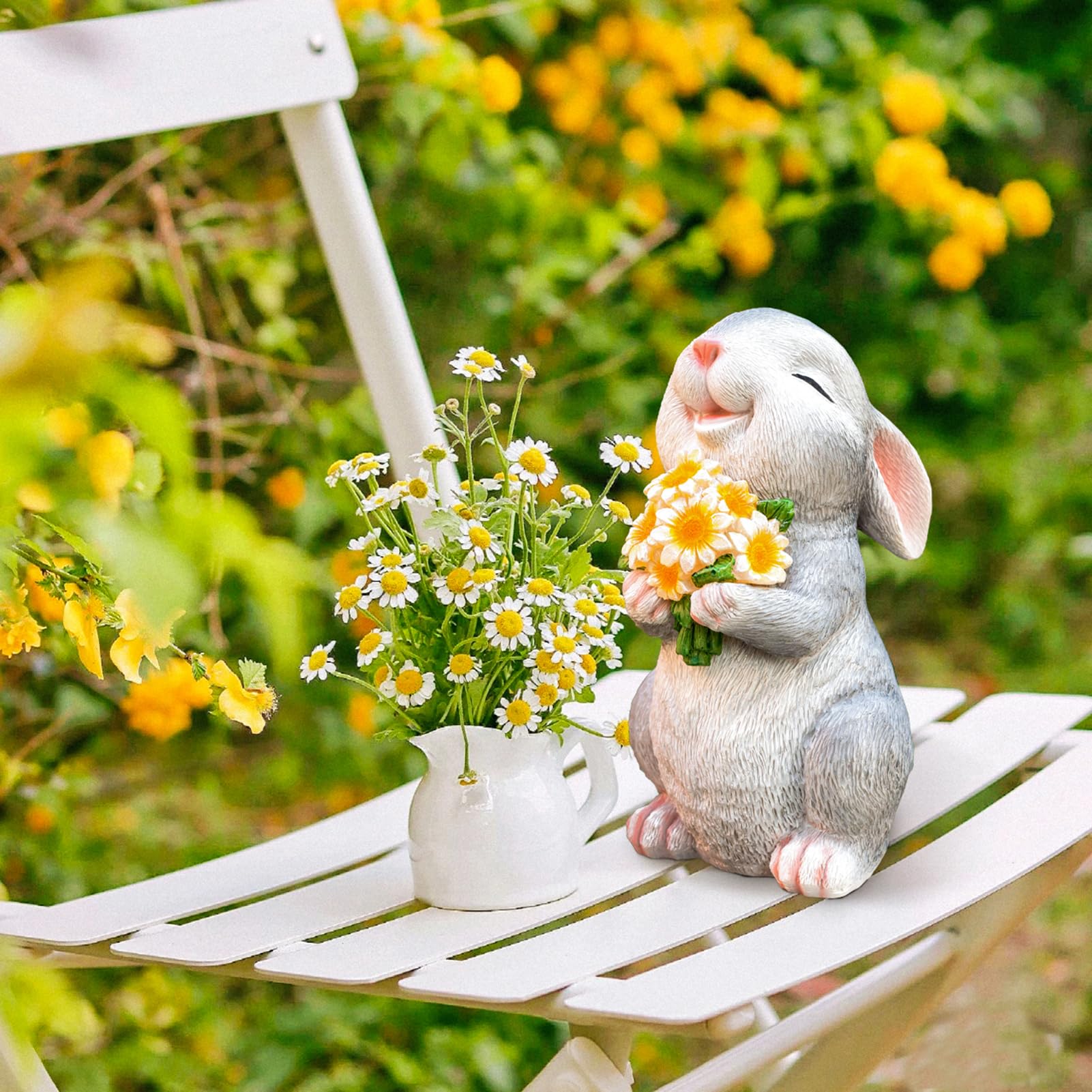 WONDHOME bunny garden figurine adds playful charm to your patio